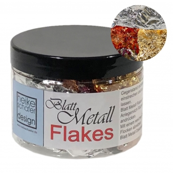 Blattmetall Flakes in Silber-Gold-Rot Geflammt 200ml